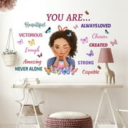 kosheko Inspiring Quote Wall Decals for Girls' Bedroom, Positive Girl Room Decor with Butterflies, Dreamlike Wall Art for Women's Spaces, Colorful Mural for Teenage Girls' Rooms pink
